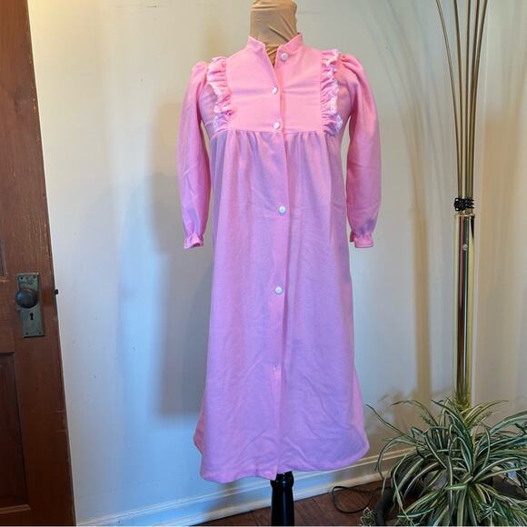 Vintage 1980s Edie Bee by Jackie Girls Polyester Pink Ling Robe Size 8 - Picture 2 of 9
